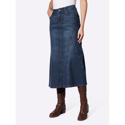 Jeansrock HEINE, Damen, Gr. 38, blau (blau, stone, washed), 99% Baumwolle, 1% Elasthan, unifarben, lang, Röcke Image