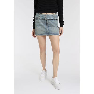 Minirock HUGO BLUE "Gamini", Damen, Gr. S (36), blau (bright blau 436), Denim/Jeans, Obermaterial: 100% Baumwolle, unifarben, casual, mini, Röcke, mit passendem Gürtel Image