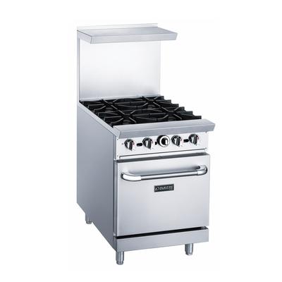 Dukers DCR24-4B 24" 4 Burner Commercial Gas Range - Standard Oven, Convertible, Stainless Steel, Gas Type: NG