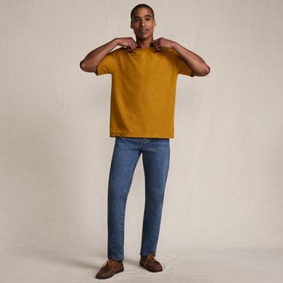 Perfect Waffle T-shirt, Men, size: 38-40, regular, Yellow, Linen/Poly-blend, by Lands' End