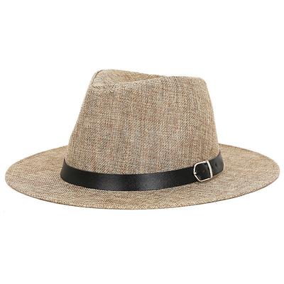 Men's Linen Sun Hat Panama Flat Brim British Jazz Hat Sun Protection Gentleman Hat