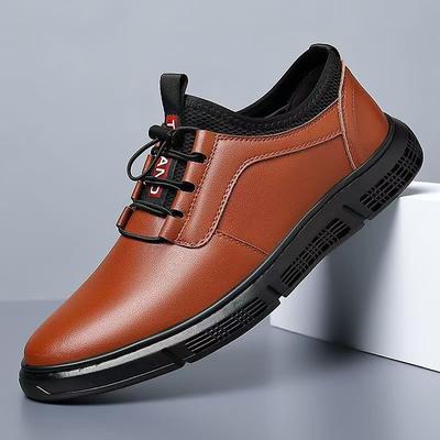 Men's Brown Faux Leather Casual Shoes with Contrast Black Details – Versatile Lace-Up Footwear for Work, Travel Weekend Outings