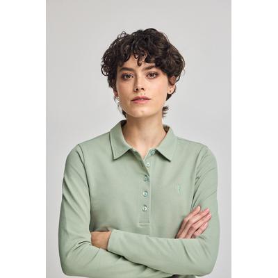 Langärmliges Poloshirt aus Baumwolle jadegrün mit Rigby Best Stickerei Image
