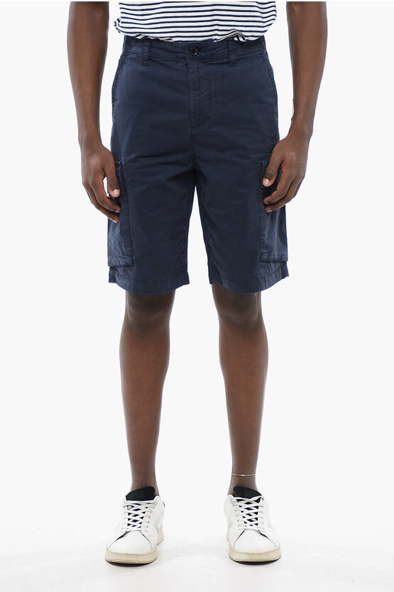 Baumwoll-Cargo-Shorts mit Gürtelschlaufen in Blau Image