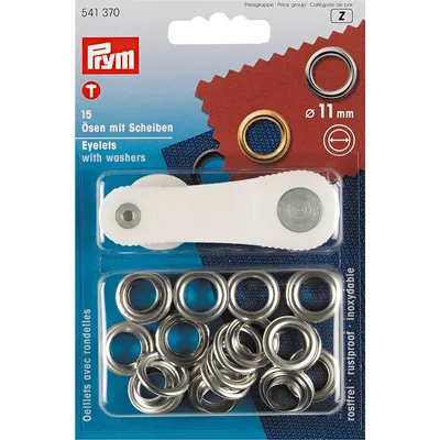 Prym Nähfrei-Ösen mit Scheiben, Größe: 11 mm Ø, Inhalt: 15 Stück Image