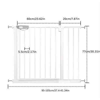 TEMU Pet Door Gate Safety Stair Gate No-drill Stair Gate For Stair Gate Automatic Close 180° Dual-opening Baby Safety Gate 75-115cm Wide White Black Image