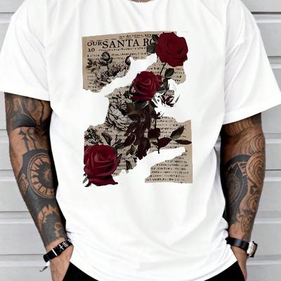 TEMU Minimalist Fashion Men's Round Neck Short Sleeve T-shirt, Comfortable And Breathable, Casual Sportswear, Suitable For Spring And Image