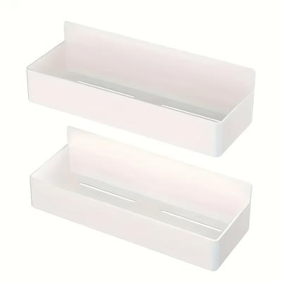 TEMU 2-pack Large Magnetic Plastic Storage Baskets For Fridge, Microwave & Washing Machine - Multifunctional Kitchen Organizer With Side Spice Rack, No Drill & Adhesive Required, Removable Shelf Image