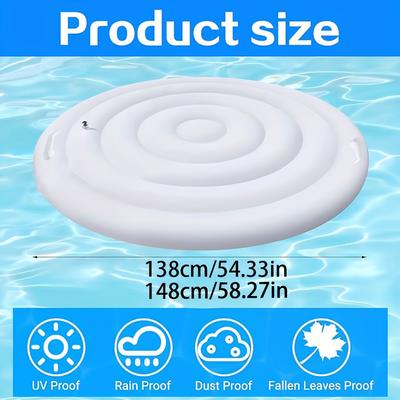 TEMU Inflatable Pool Cover For Above Ground Pools - Heavy-duty Pvc -proof Design, Evaporation Prevention & Temperature , Fits Most , Outdoor Use, Above Ground Pool Accessories, Durable Pool Cover