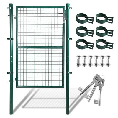 TEMU Garden Gate Premium Fence Gate Made Of Metal Galvanized Steel, Strong And Yard Gate, Including Handle, Lock And 3 Keys, 150x100 Cm, Green Image