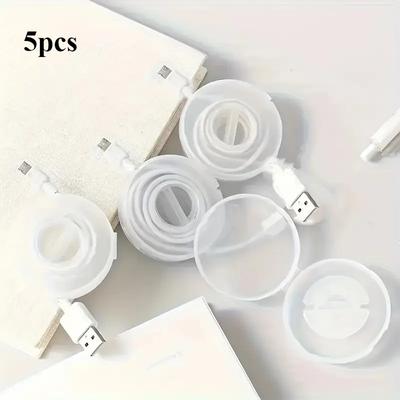 TEMU 5pcs Retractable Cable Organizer, Storage Reel, Used For Portable , Usb Charging Data Cable Organizer, Travel And Home Wire , Cheap Image