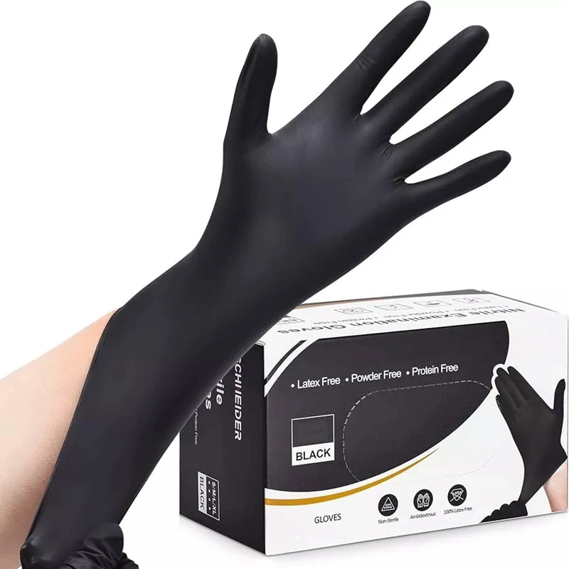 20/100PCS Schwarz Nitril Handschuhe Einweg Waschen Handschuhe für Auto Auto Haushalt Reinigung Küche Schönheit Salon Arbeits Handschuhe