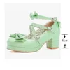 ORCHALISA Damen-Pumps, Janes, niedliche Fliege, Prinzessin, Lolita-Schuhe, Damen, hoher Absatz, Prinzessin, Cosplay, große Größe 48