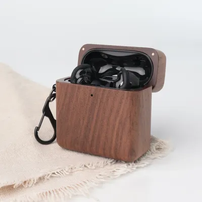 Für Bose QuietComfort Earbuds II Kopfhörerhülle – Walnuss-Schutzhülle mit Schlüsselanhänger und natürlicher Holzstruktur, Retro-Design Image