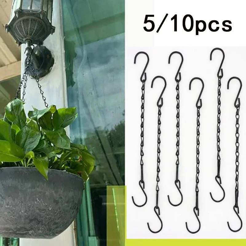 5/10Pcs Hängende Körbe Ketten mit Haken Blume Blumentopf Aufhänger Kette Rattan Hängen Anhänger Kette Wachsen Werkzeug garten Dekoration Image