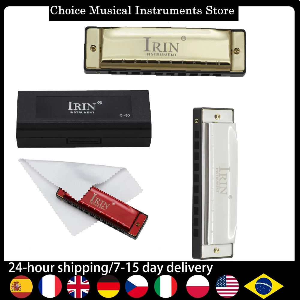 IRIN Chroma Harp 10-Loch 20-Ton Diatonische Mundharmonika Chirurgische Edelstahlblätter Lebensmittelqualität ABS Kamm Reiseetui Image