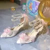 Spitze frauen High Heels Lolita Schuhe Luxus Elegante Pumps Abendkleid Braut High Heels Zapatos De Mujer Damen Schuhe