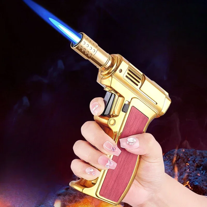 Outdoor Winddicht Butan Gas Turbo Metall Feuerzeug Mehrzweck Hohe Temperatur Schweißen Pistole Aufblasbare Feuerzeug Männer Somking Werkzeug Image