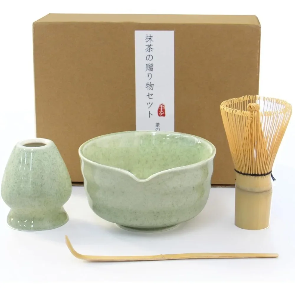 4-teiliges Teeservice, Matcha-Schneebesen-Set, Matcha-Schüssel mit Ausguss, Matcha-Schneebesen und Teetassenhalter, Matcha-Löffel aus Bambus für Matcha-Liebhaber Image