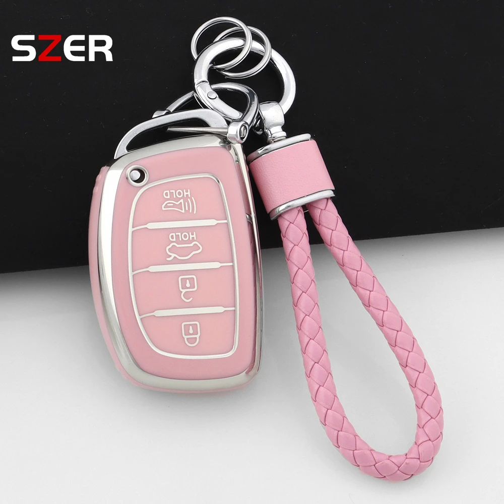3 4 Tasten HEIßER TPU Auto Smart Key Fall Abdeckung Shell Fob Für Hyundai Tucson Santa Fe Sonata Elantra Accent Creta Ix35 Ix25 i20 i30 Image