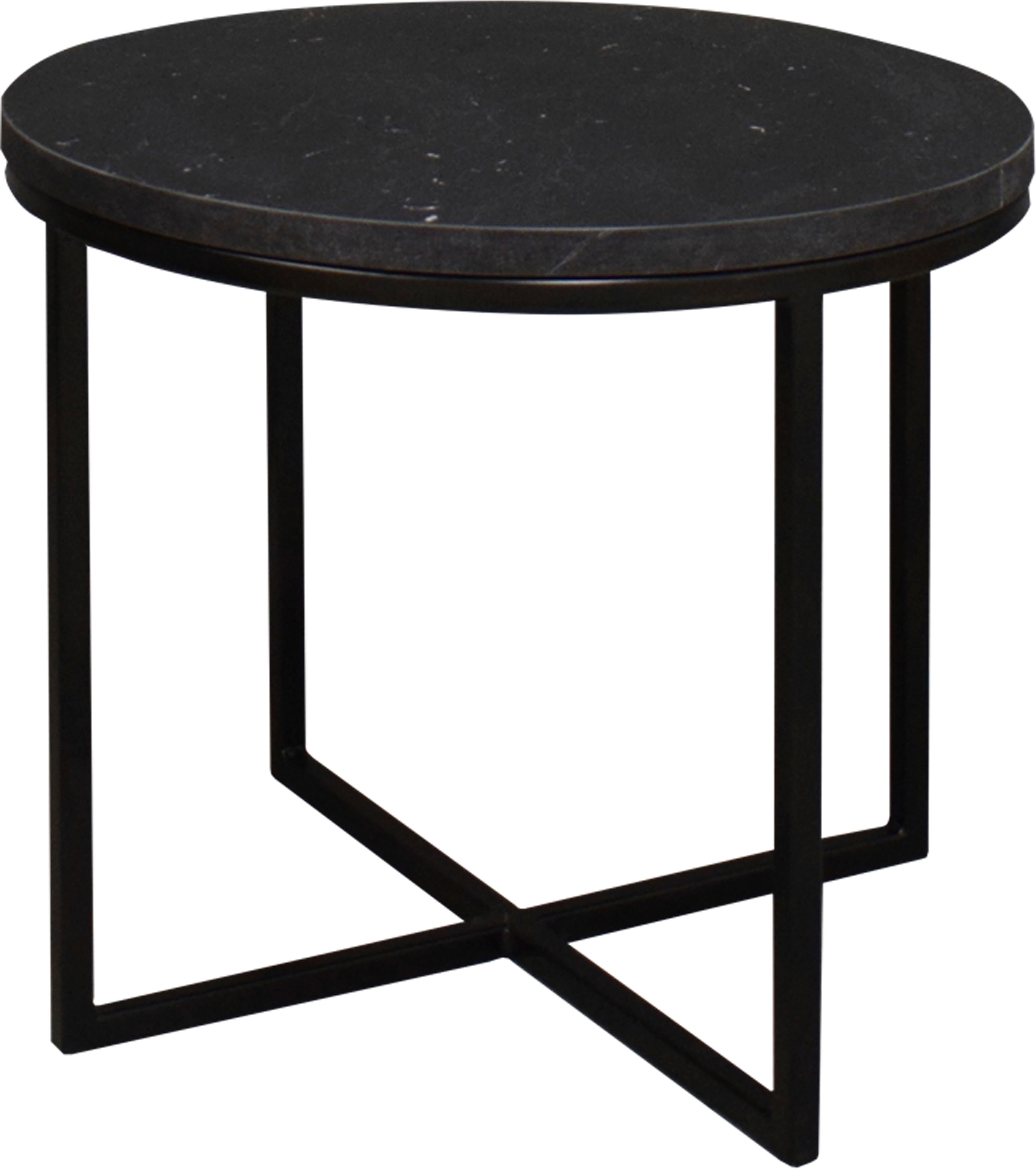 Couchtisch MÄUSBACHER "Couchtisch rund", schwarz (schwarz, keramik optik schwarz), H:50,5cm, Tische, Couchtisch rund Durchmesser 60cm, Metallgestell