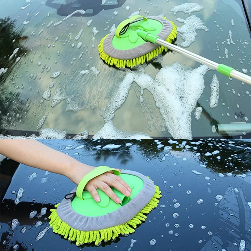 Auto Waschen Mopp Upgrade Drei Abschnitt Teleskop Super Saugfähigen Auto Detaillierung Reinigung Mopp Fenster Waschen Werkzeug Staub Wachs Mopp Weiche Image
