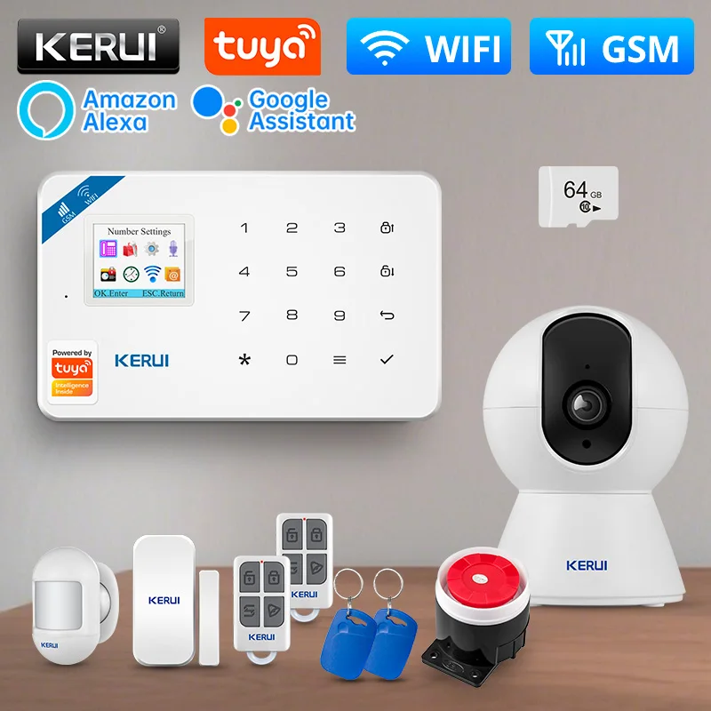 KERUI W181 Haussicherheitsalarmsystem mit Sirene, GSM-Hausalarm mit Telefon-App-Alarm, kompatibel mit Alexa, Tuya Smart App Image