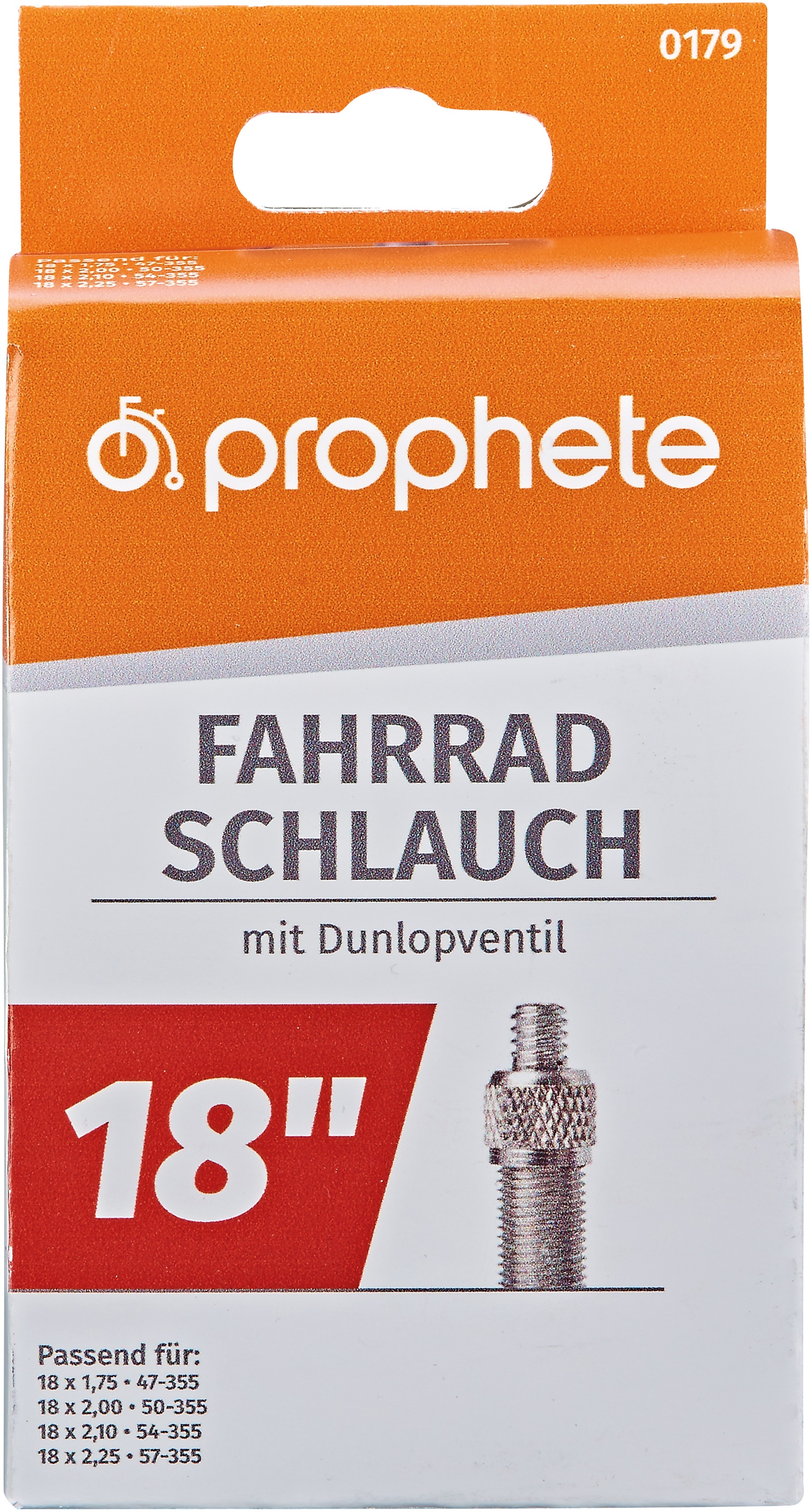 Fahrradschlauch PROPHETE "Fahrradschlauch", schwarz, Fahrradschläuche, 48mm, Dunlopventil (DV), 18 Zoll (45,72cm)