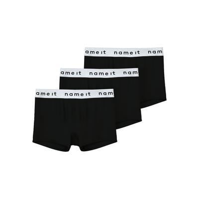 Trunk NAME IT "NKMBOXER 3P NOOS", Kinder, Gr. 92, schwarzdetail:hellweiß waistband, Jersey, Obermaterial: 95% Baumwolle, 5% Elasthan, unifarben, eng, Unterhosen Image