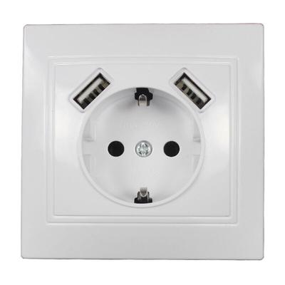 2 Stück Unterputz-USB-Steckdose mit USB-Buchse (max. System 55). Schutzkontakt-Wandsteckdose für Image