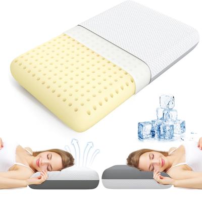"TEMU Orthopedic Cotton Cooling Pillow For Side Sleepers - 27.5"x16"x4" Ergonomic Neck Support, Hypoallergenic With Washable Satin Cover, Breathable & Comfortable For Hot , Pillow" Image