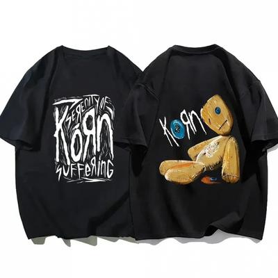 TEMU Rock Band Graphic T-shirt For - Black Suffering Print & Teddy , Loose Fit Short Sleeve Casual Streetwear, Machine Washable Music Tee, , Fan Merchandise, Print Shirt, Wear Image