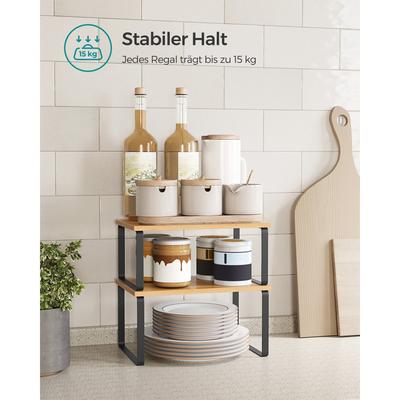 TEMU Spice Rack, 2pcs Set Kitchen Organizer, Kitchen Shelf, Cabinet Organizer Kitchen, Expandable, Small Shelf, Stackable Image
