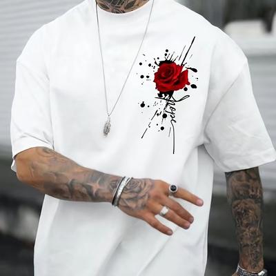 TEMU [ ]fashion Print Ink Pattern Men's Cotton Soft Comfortable Crew Neck T-shirt Image