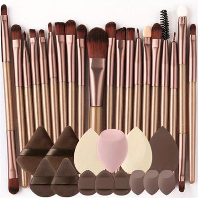 TEMU Professional Makeup Brush Set - 20/34pcs Kit Includes: Soft Fluffy Makeup Brushes/makeup Sponges/mini Makeup Sponges/triangular Powder /mini Finger /medium Powder Puff Image