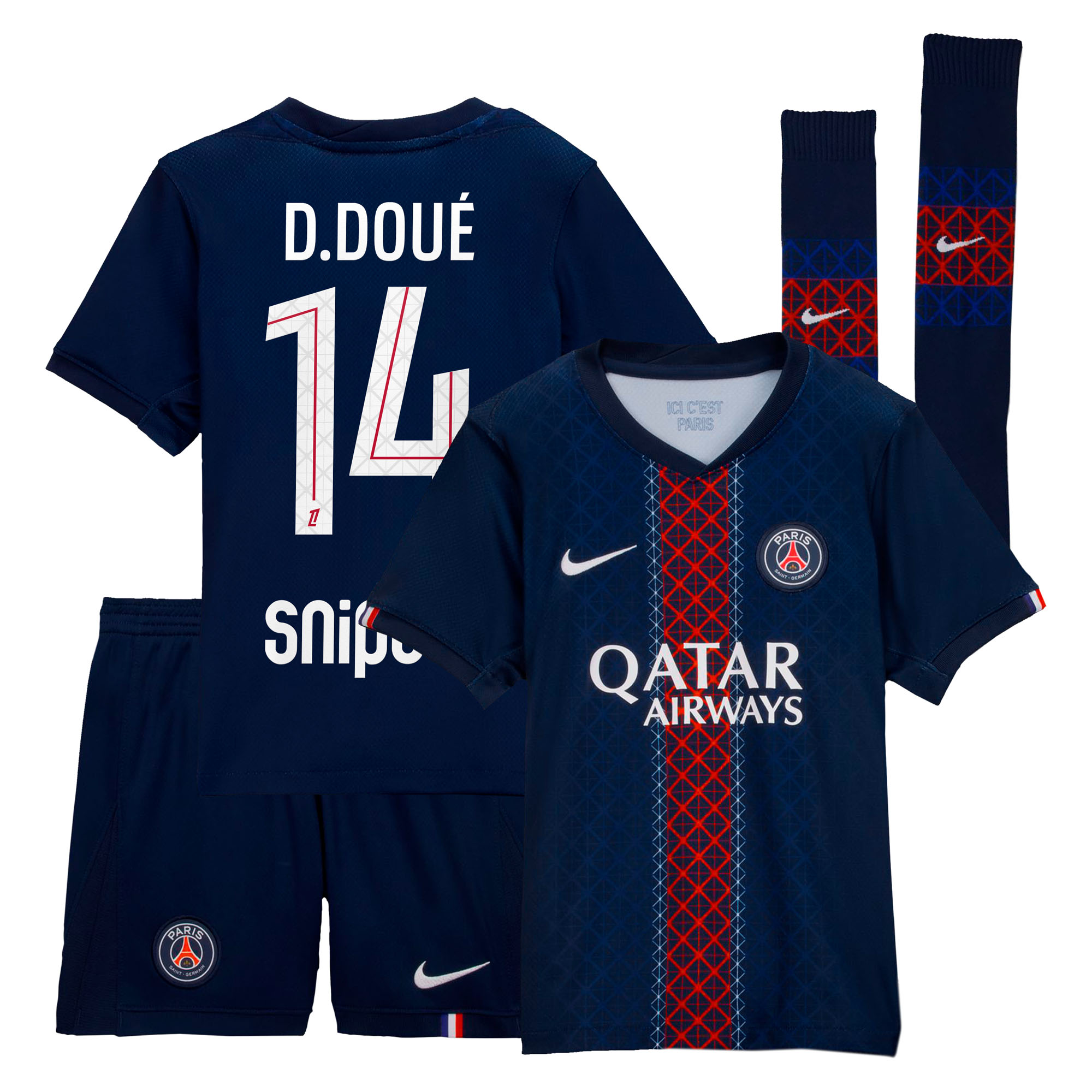 Tenue Domicile PSG Nike 25/26 - Jeune Enfant avec flocage D. Doué 14