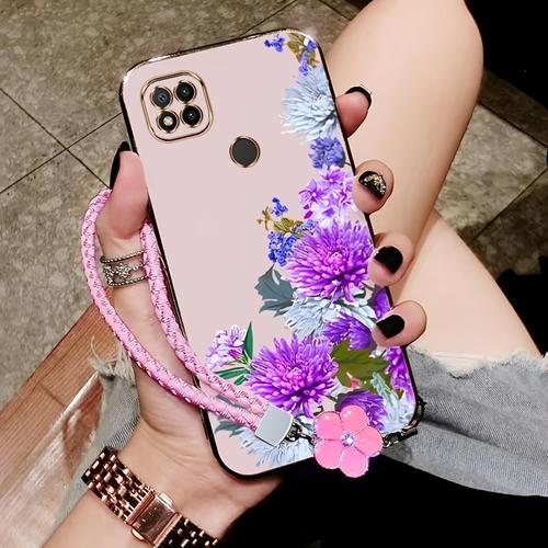 TEMU Étui pour Redmi 9C avec Fleurs Élégantes Violettes et Confortable, Durable