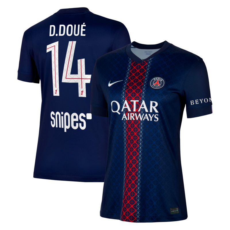 Maillot Domicile Stadium PSG Nike 25/26 - Femme avec flocage D. Doué 14
