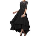 Elegantes A-Linien-Mutter der Braut Kleid Bootsausschnitt asymmetrisches Design und halbe Ärmeln aus reinem Polyester