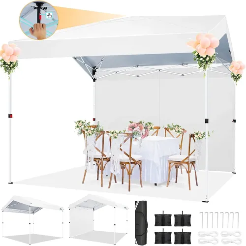 Verrouillage central à un bouton pour pavillon 3x3M, tente de fête avec 1 panneau latéral, 3 hauteurs réglables, transport extérieur instantané pour moto