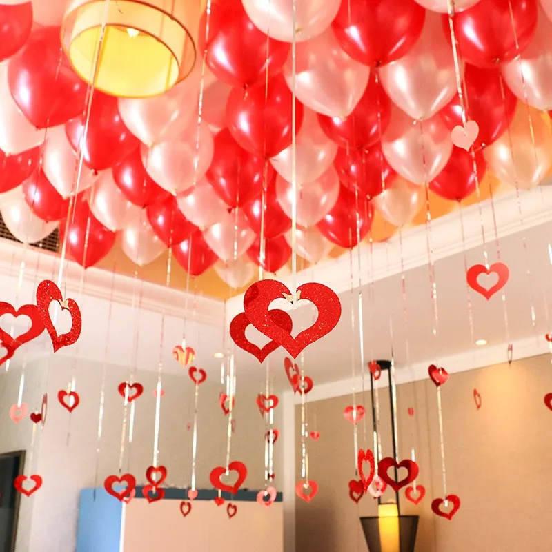 100 teile/los rotes Herz Laser Pailletten Regen Ballon Anhänger romantische Hochzeit Zimmer Geburtstags feier Dekoration Ballon Zubehör Image