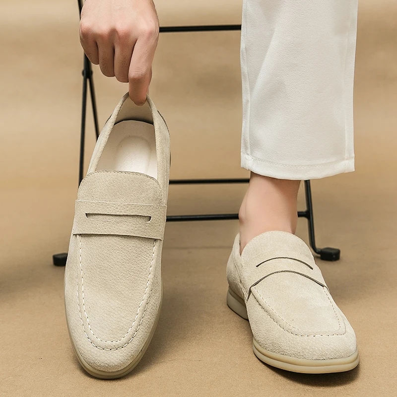 Designer rétro daim cuir hommes chaussures sans lacet mocassins Penny robe chaussures homme chaussure sociale mâle quotidien fête chaussures de mariage pour homme