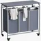 3 Bag Laundry Basket Sorter Heavy Duty Rolling Lockable Wheels Laundry Hamper Cart with Ironing