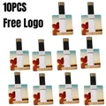 10 pz/lotto Logo Personalizzato Corporativo regalo carta di credito unità di pollice 8g 16g 32g 64g all'ingrosso Piccola carta di memoria flash USB quadrata in plastica