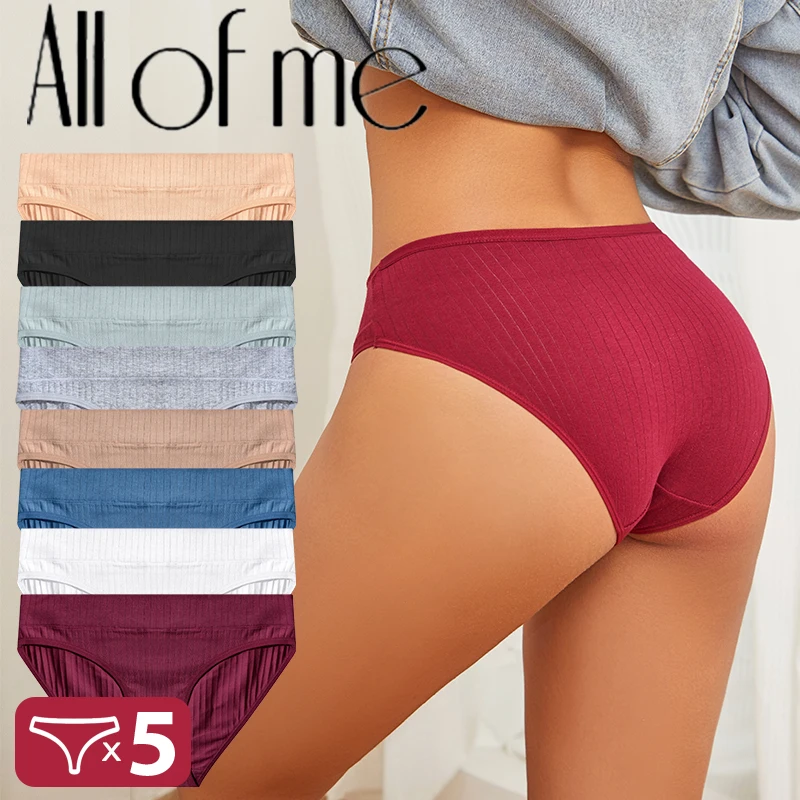 5 Teile/satz Frauen S-L Größe Baumwolle Höschen Täglichen Weiche Unterwäsche Sexy Weibliche Rippe Faden Unterhose Mädchen Komfort Briefs Dessous Image