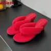 Rot Mode Runde Kappe Damen Keile Hausschuhe Schuhe Schuhe Flock Frauen Keile Hausschuhe Schuhe