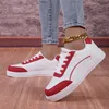 HKDQ Rote Skateboard-Turnschuhe für Damen, wasserdichtes Leder, lässige Turnschuhe für Damen, leichte Sportschuhe, modische Damen-Skateschuhe