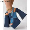 Große Größe 48 Frauen Plattform Sandalen Denim elegante High Heel Peep Toe Sommer Luxus Designer