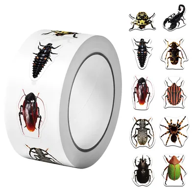 1 Rolle (500 Stück) natürliche Insekten-Muster-Aufkleber, 2,5 cm, 10 Designs, Abziehbilder, DIY-Schmücken, Geschenke, Packung, Heimdekoration, Siegeletiketten Image