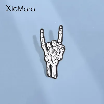 Halloween Skelett Hand Emaille Pins benutzer definierte Rock'n'Roll Geste Broschen Revers Abzeichen Image